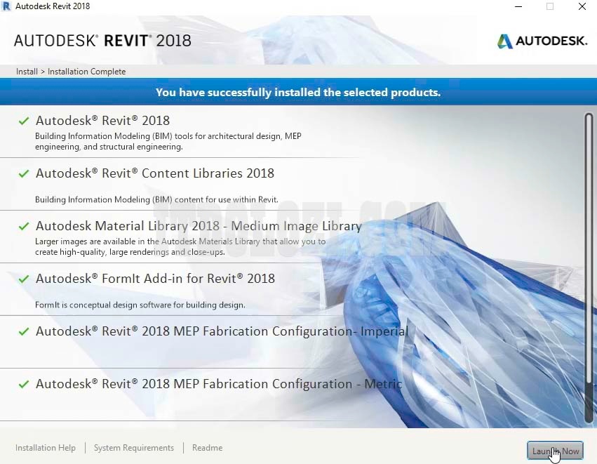 Hoàn tất cài đặt phần mềm Autodesk Revit 2018 ta nhấn Finish Hoàn tất cài đặt phần mềm Autodesk Revit 2018 ta nhấn Finish