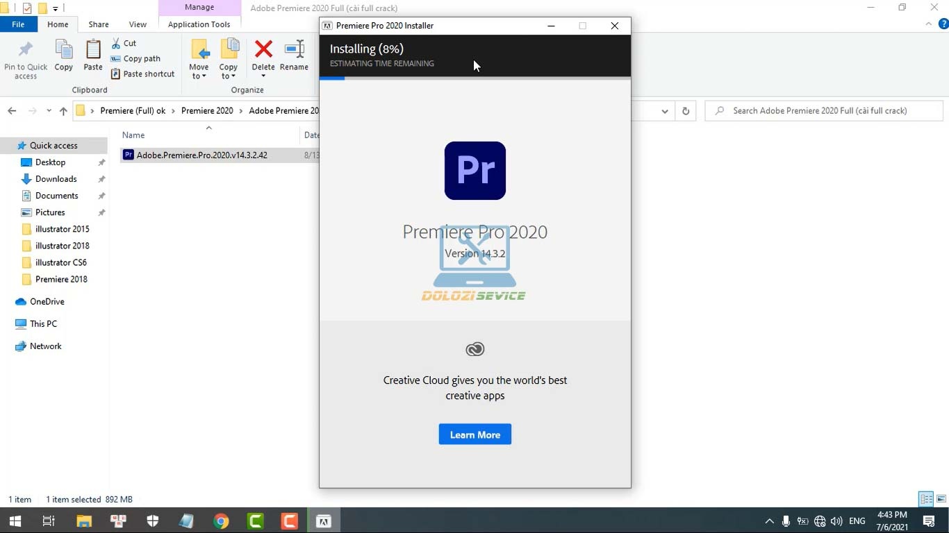 Đợi phần mềm Premiere 2020 cài đặt hoàn tất Đợi phần mềm Premiere 2020 cài đặt hoàn tất