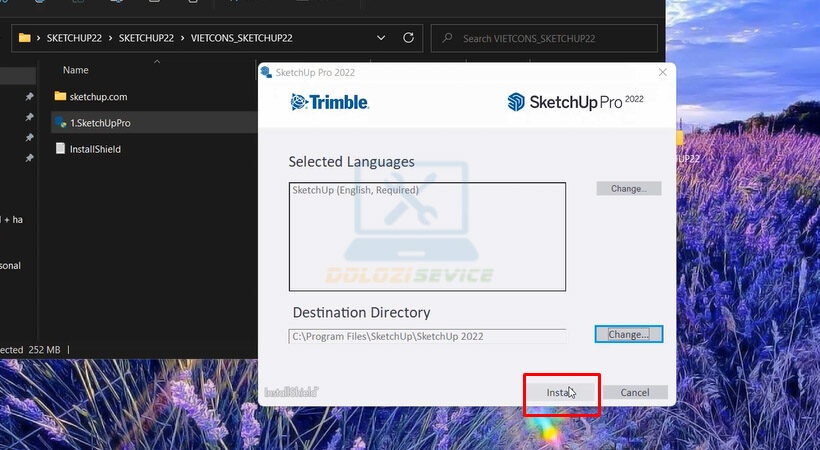Tiến hành Install Sketchup 2022.