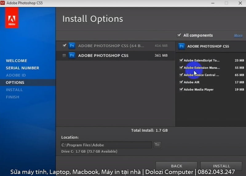 nhấn Install để tiếp tục