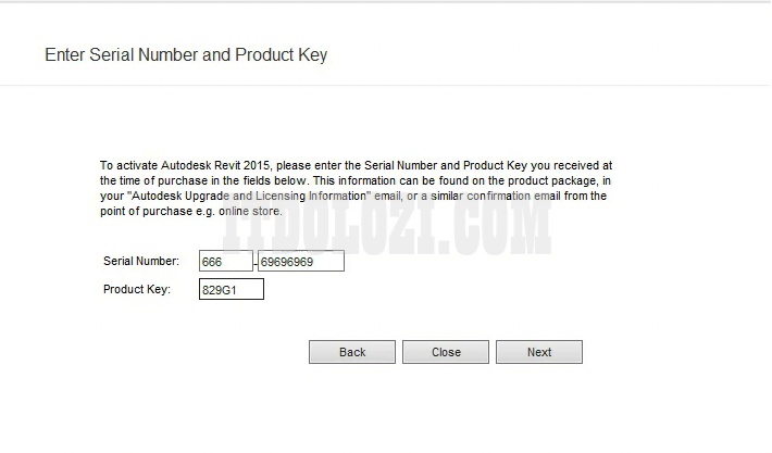Nhập số Serial Number và Product Key Revit 2014 sau đó nhấn Next Nhập số Serial Number và Product Key Revit 2014 sau đó nhấn Next