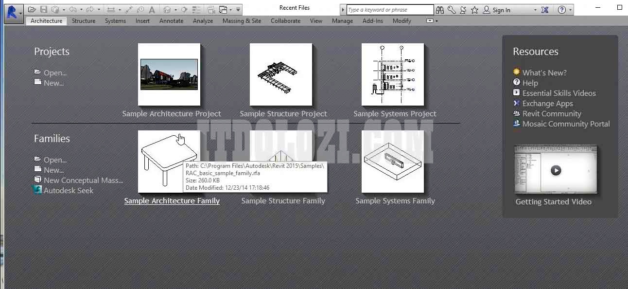 Giao diện phần mềm Revit 2015 Giao diện phần mềm Revit 2015