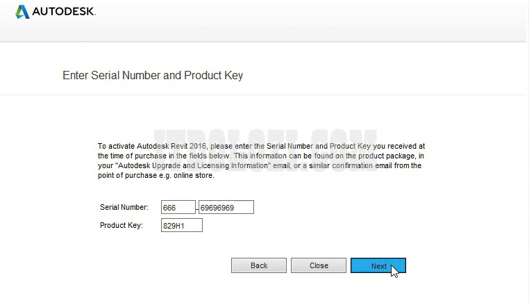 Ta nhập số Serial Number: 666_69696969 và Product Key: 829H1 rồi ta nhấn Next