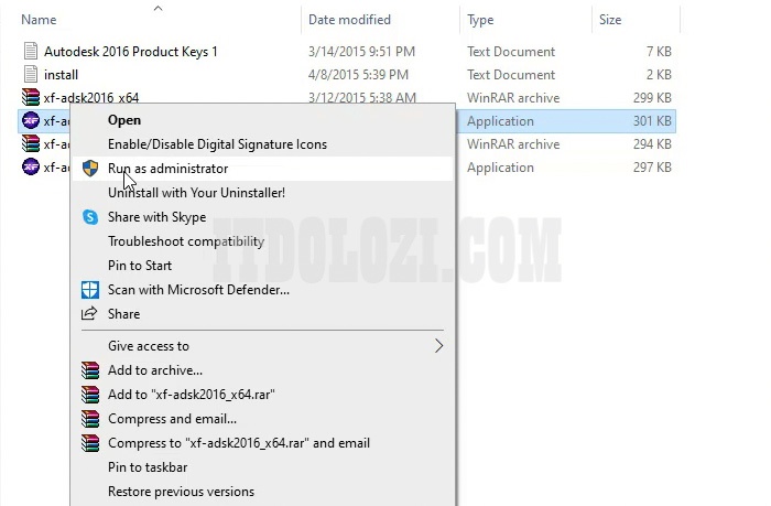Chạy phần mềm kích hoạt bằng cách chuột phải chọn Run as Administrator