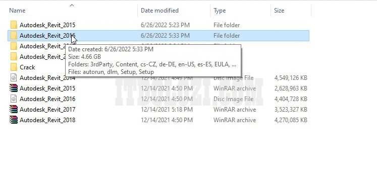 Giải nén phần mềm Revit 2016