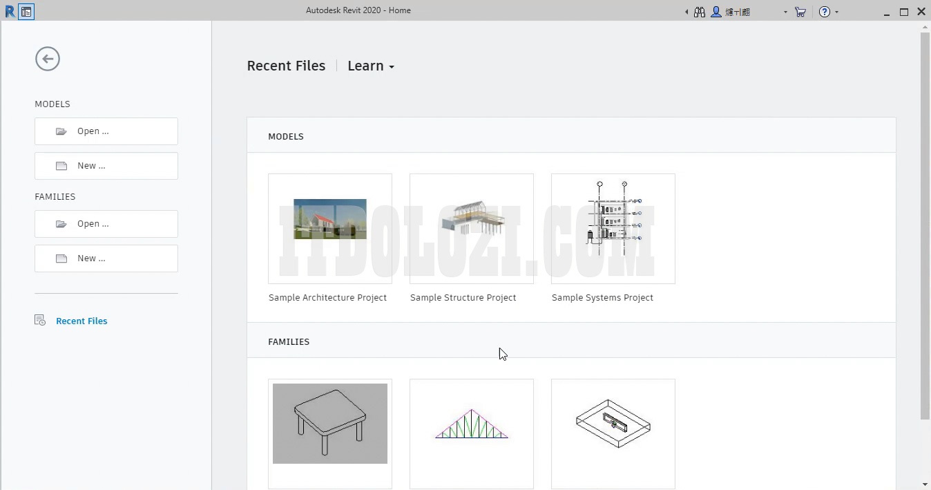 Giao diện phần mềm Autodesk Revit 2020