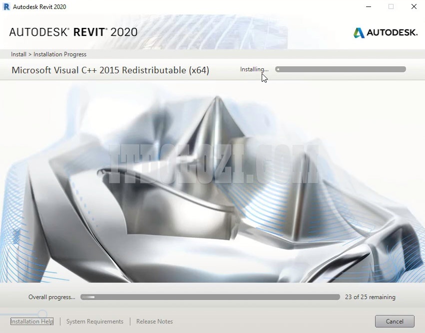 Đợi cài đặt phần mềm Autodesk Revit 2020