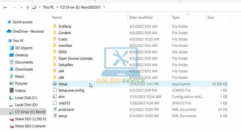 Chạy file setup