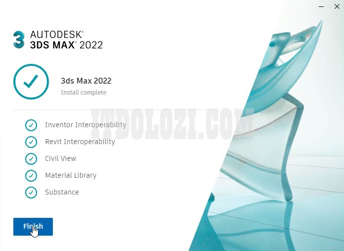 Tiếp tục ta chọn Finish để hoàn tất cài đặt 3DS Max 2022 Tiếp tục ta chọn Finish để hoàn tất cài đặt 3DS Max 2022