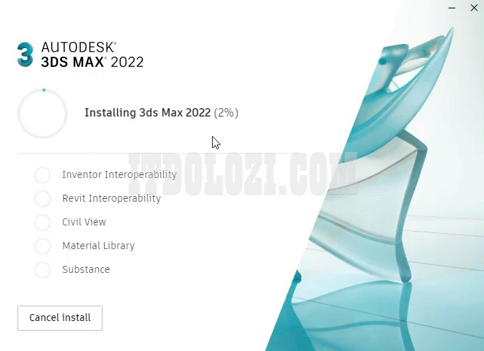 Đợi phần mềm cài đặt 3DS Max 2022 hoàn tất Đợi phần mềm cài đặt 3DS Max 2022 hoàn tất