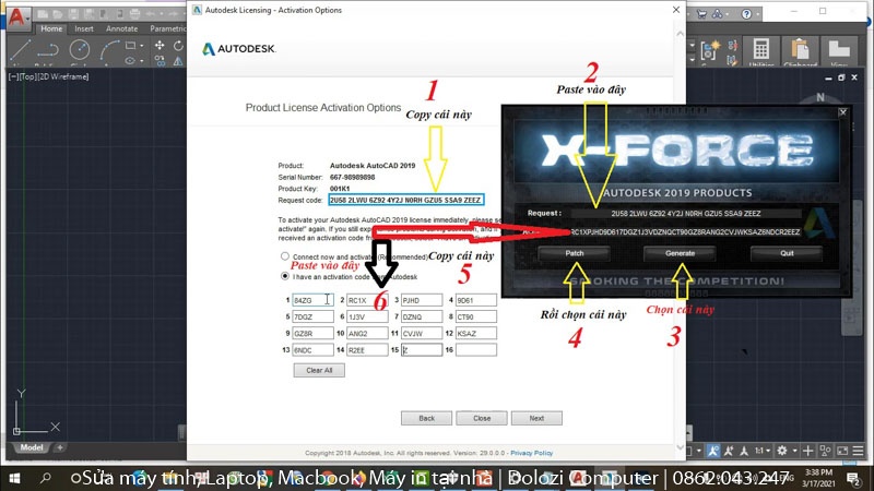 Tiến hành kích hoạt autocad 2019 như hình trên