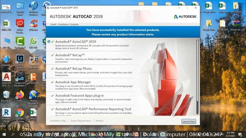 Hoàn thành cài đặt Autocad 2019