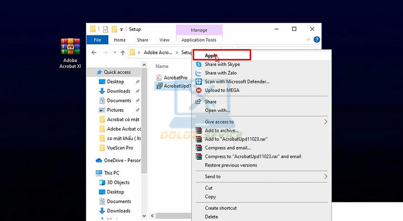 Chọn Apply File