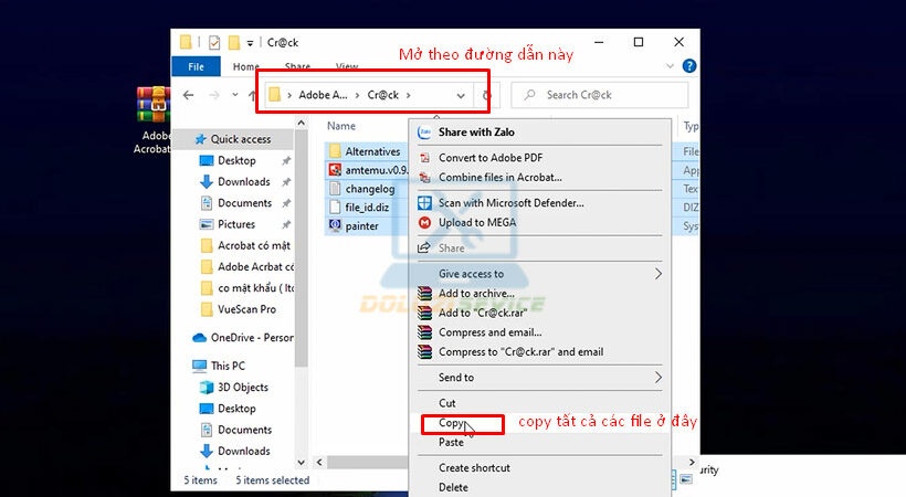 Copy file trong thư mục Crack