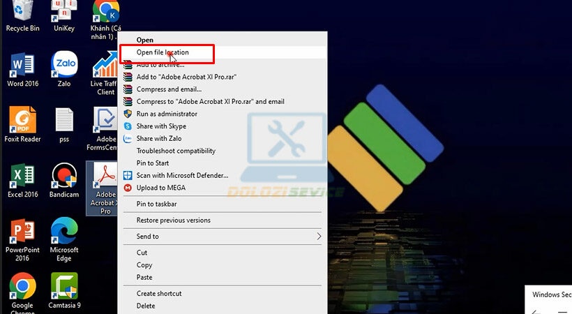 Mở vị trí cài đặt Adobe Acrobat XI