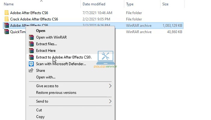 Giải nén phần mềm After Effects CS6