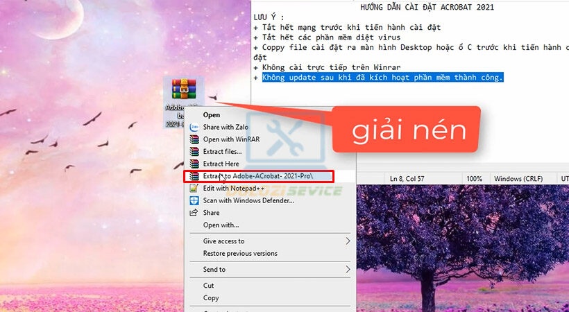 Giải nén phần mềm Adobe Acrobat 2021