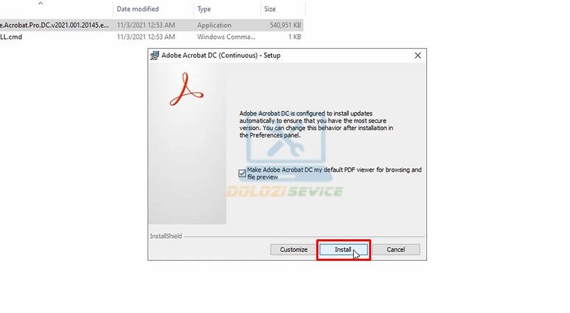 Chọn Install Adobe Acrobat 2021