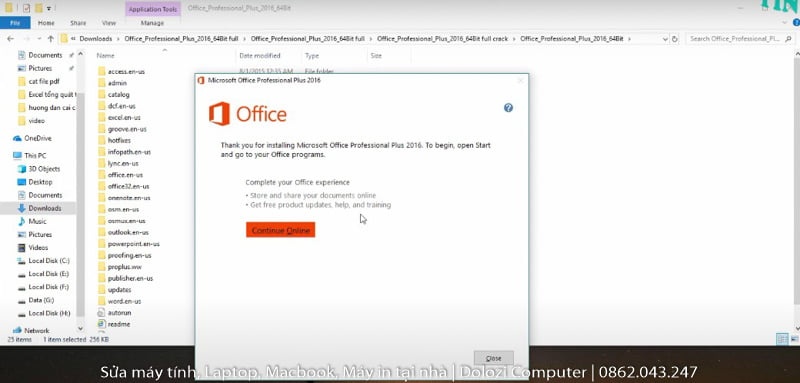 cài đặt office 2016 thành công
