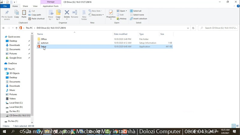 Chạy file cài đặt Office 365 Chạy file cài đặt Office 365
