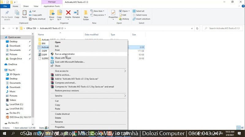 Chạy file kích hoạt Chạy file kích hoạt