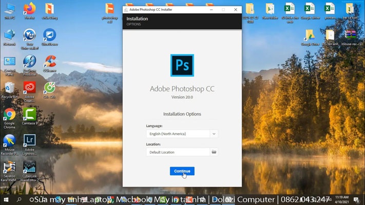 Chọn continue để bắt đầu cài đặt photoshop cc 2019 full crack Chọn continue để bắt đầu cài đặt photoshop cc 2019 full crack