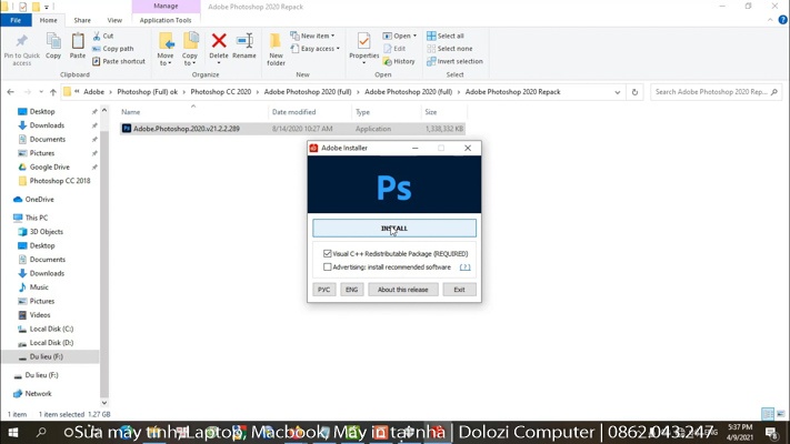 Nhấn Install