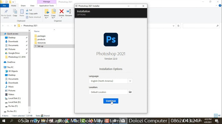 Chạy file cài đặt