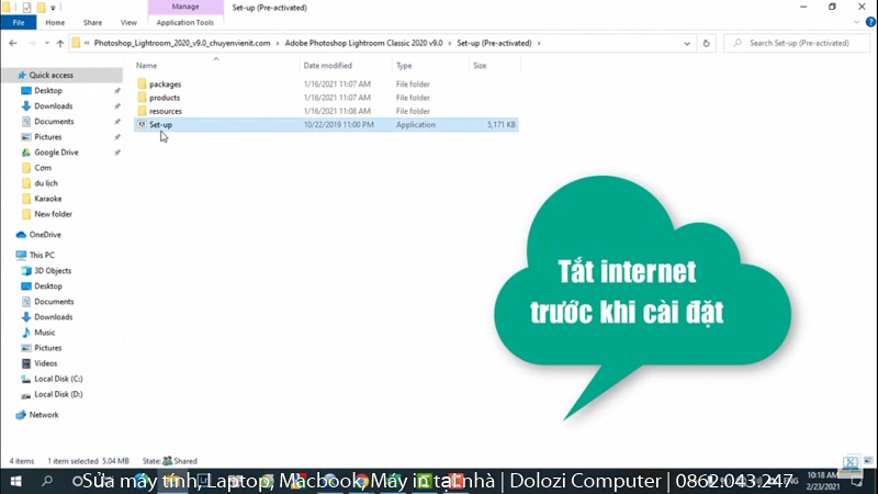 Chạy File Set-up