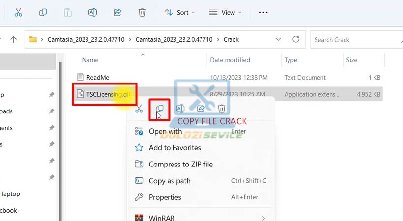 Copy file Crack