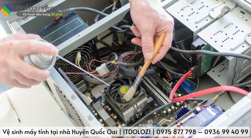 Quy trình vệ sinh máy tính tại nhà Huyện Quốc Oai.