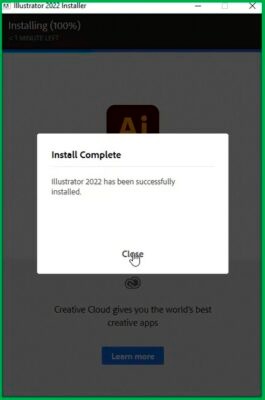 Hoàn tất cài đặt phần mềm Adobe AI 2022