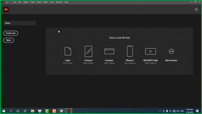Giao diện của phần mềm Illustrator 2022 Adobe Illustrator 2022