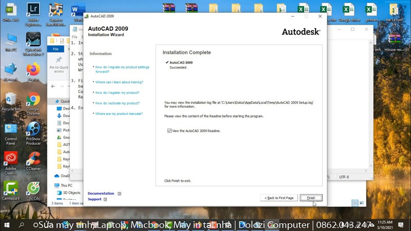 Cài đặt Autocad 2009 hoàn tất