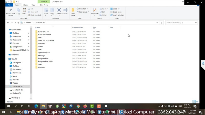Copy thư mực autocad 2013 full crack vào ổ đĩa C