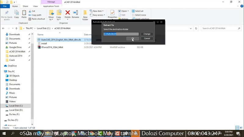 Chạy file setup