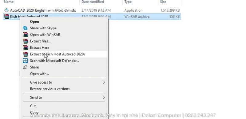 Giải nén Autocad 2020 full crack