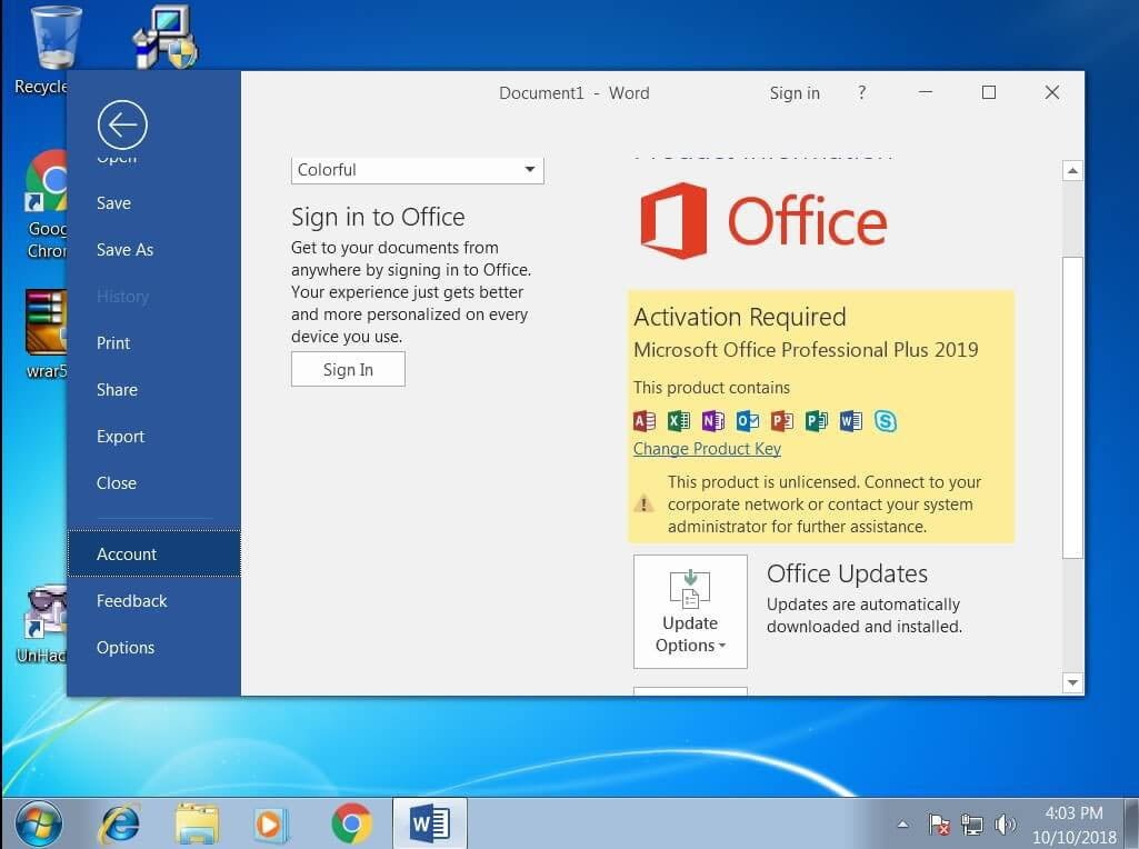 Giao diện phần mềm Office 2019 Giao diện phần mềm