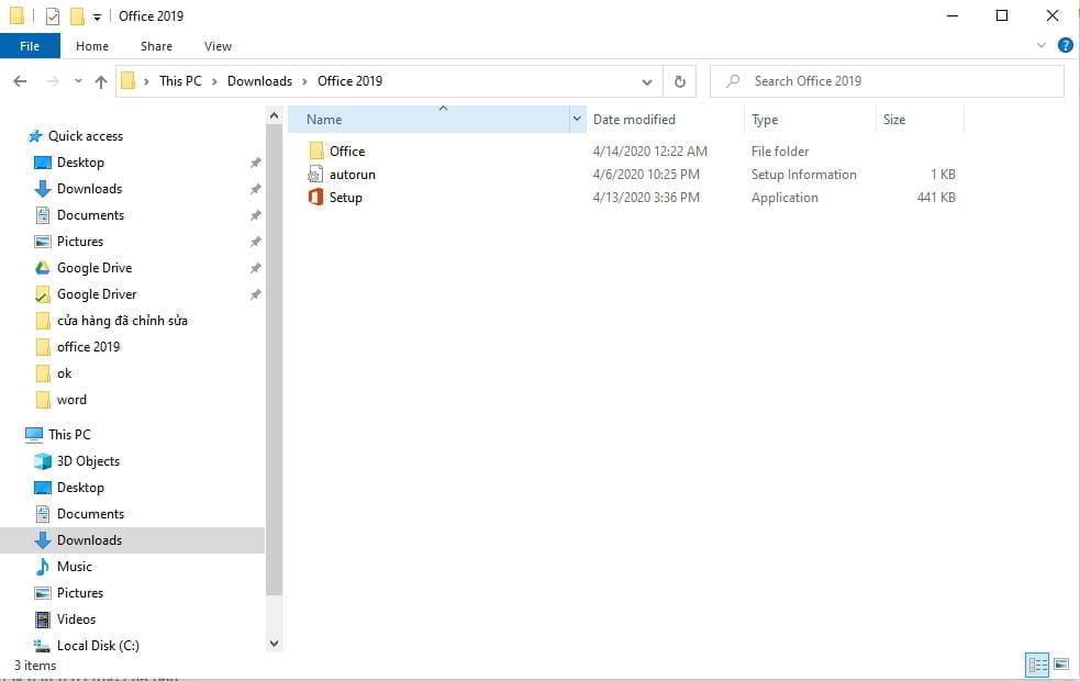 Giải nén phần mềm Office 2019 Giải nén phần mềm Office 2019