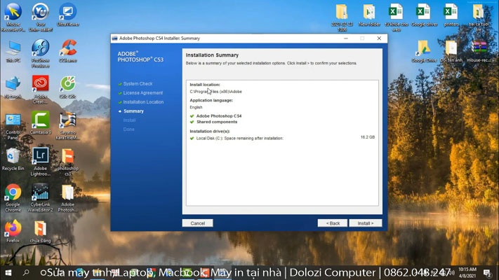 Mọi thứ đã sẵn sàng ta chọn Install