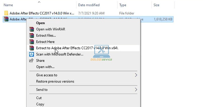 Giải nén phần mềm After Effects 2017
