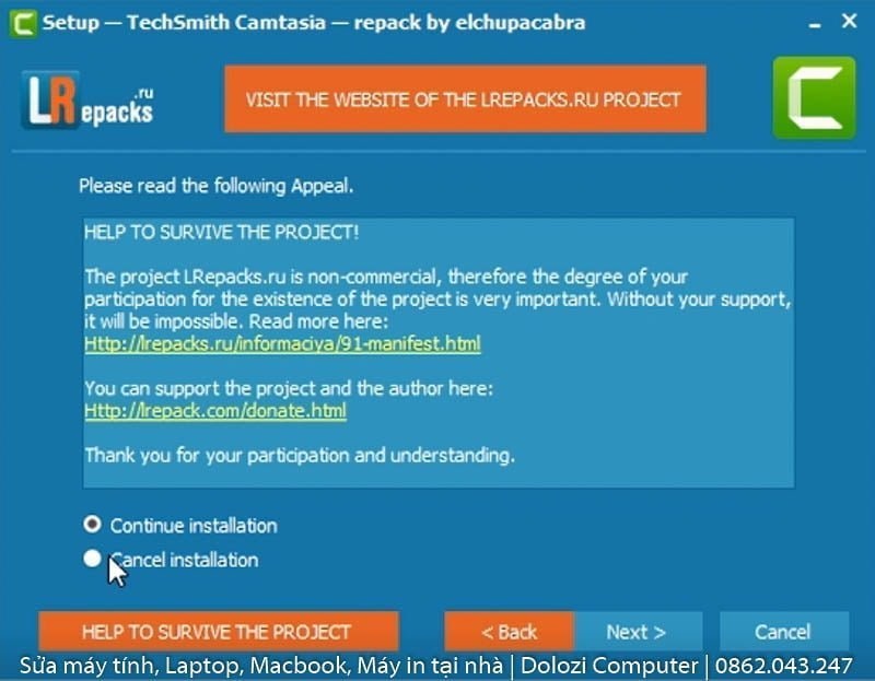 Nhấn Next để tiếp tục