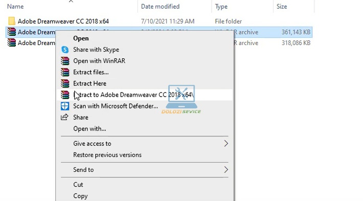Giải nén phần mềm Dreamweaver 2018 Giải nén phần mềm Dreamweaver 2018