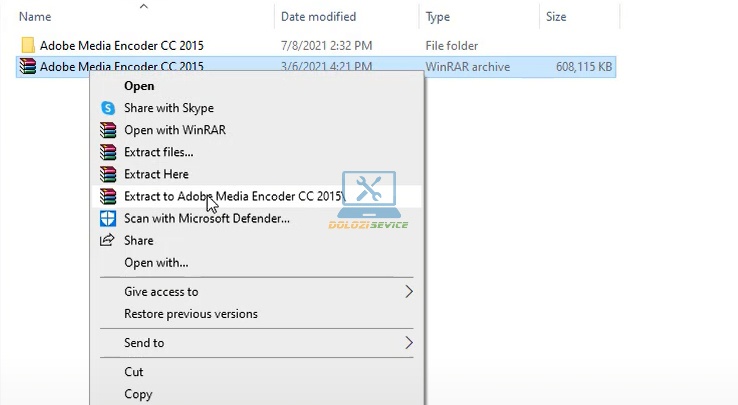 Giải nén phần mềm Media Encoder CC 2015