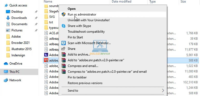 Chạy phần mềm kích hoạt với quyền Admin
