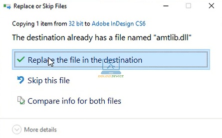 Chọn Replace the file in the destination