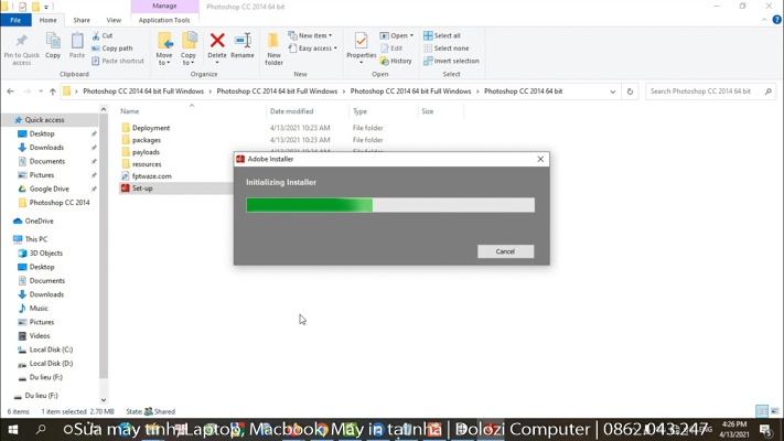 chạy file cài đặt photoshop cc 2014 full crack