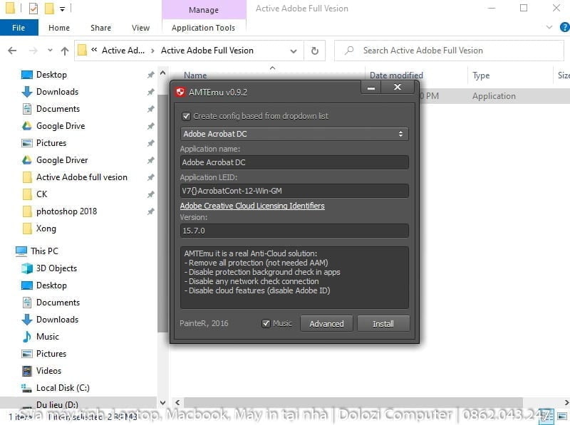 Chạy file crack photoshop 2018