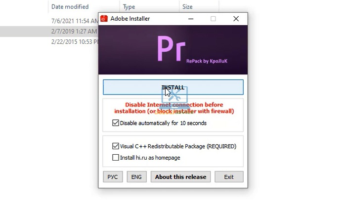 Chọn Install