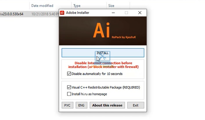 Chọn Install